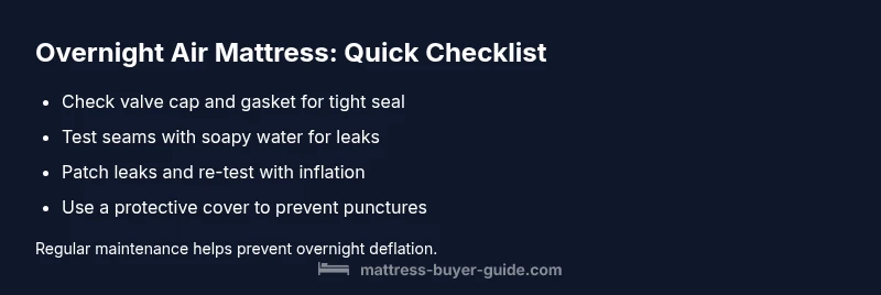 Checklist infographic for preventing overnight air mattress deflation