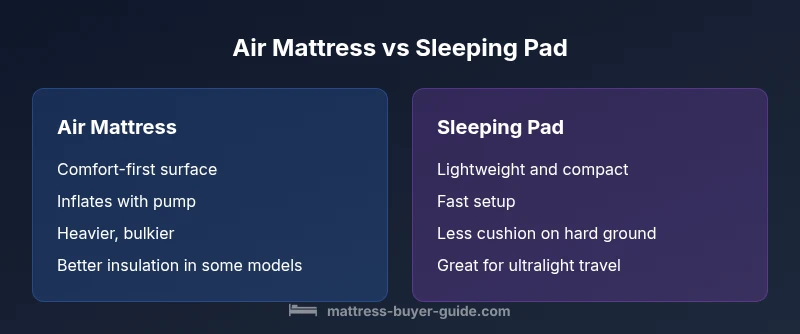 Infographic comparing air mattresses and sleeping pads