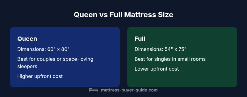 Size comparison graphic Queen vs Full Mattress