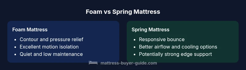 Comparison chart showing foam vs spring mattress features