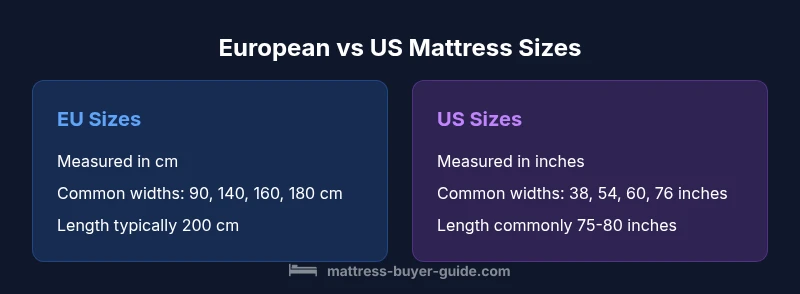 Infographic comparing EU and US mattress sizes
