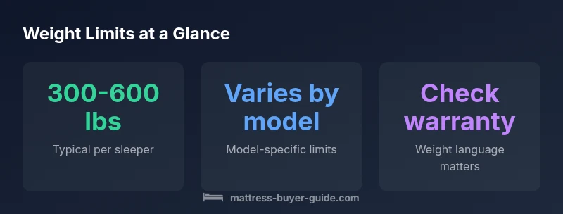 Infographic showing weight limits for mattress types