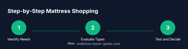 Infographic showing a 3-step mattress shopping process