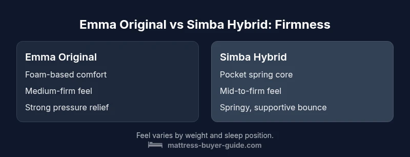 Emma Original vs Simba Hybrid firmness infographic; foam vs spring comparison