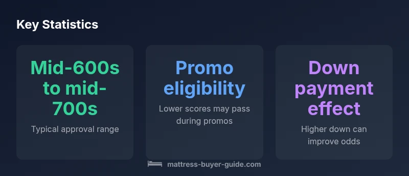 infographic showing credit score ranges and financing terms for Mattress Firm