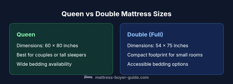 Comparison chart showing queen and double mattress sizes