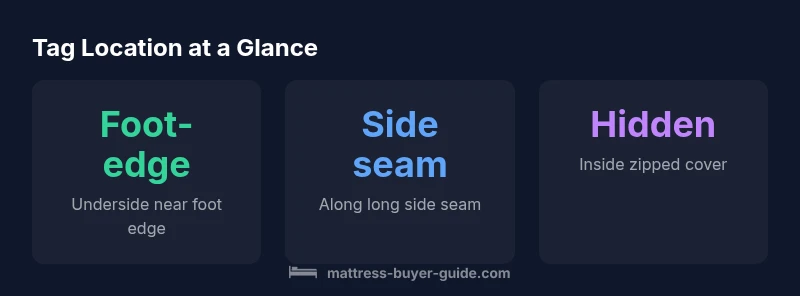 Infographic showing common tag locations on Tempur-Pedic mattresses