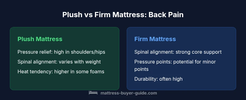 Infographic comparing plush vs firm mattresses for back pain