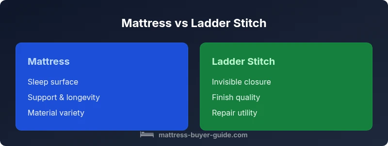 Comparison chart of mattress vs ladder stitch, showing sleep surface vs upholstery seam, with emphasis on use cases.